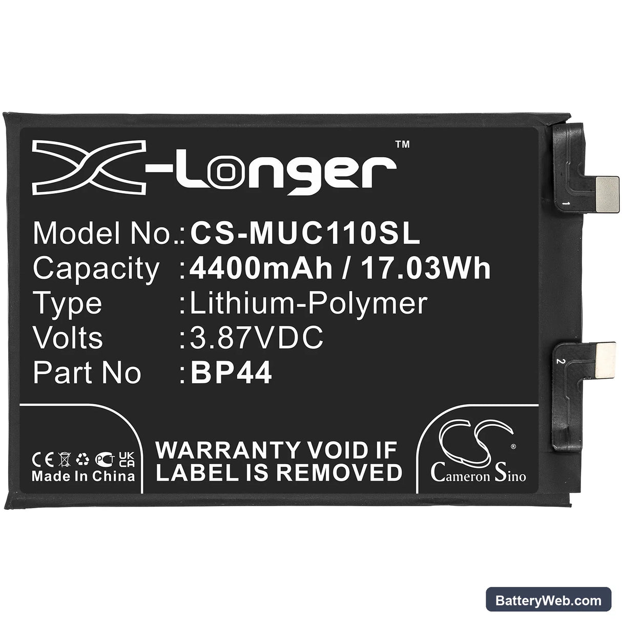 Xiaomi Civi 5G Replacement Battery, 3.87V, 4400mAh, Li-Polymer 3