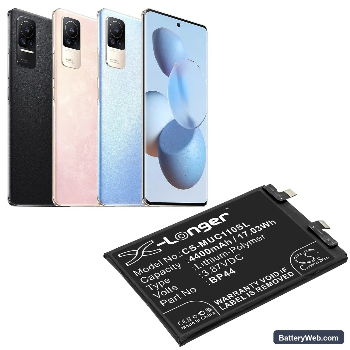 Xiaomi Civi 5G Replacement Battery, 3.87V, 4400mAh, Li-Polymer 5