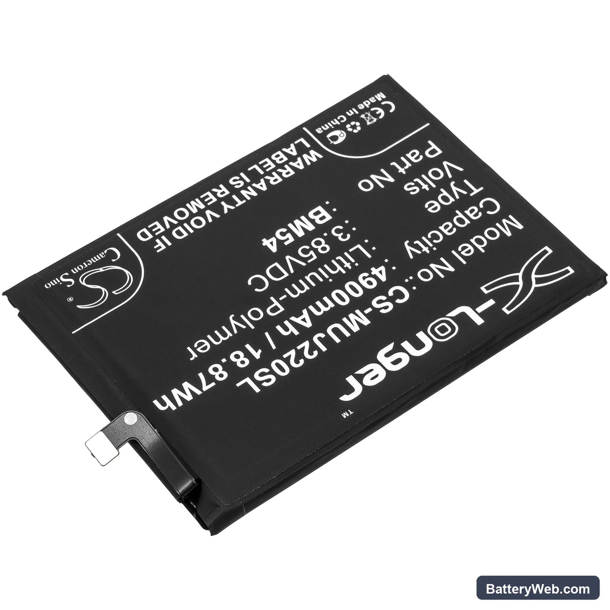 Redmi Note 9T Replacement Battery, 3.85V, 4900mAh, Li-Polymer 2