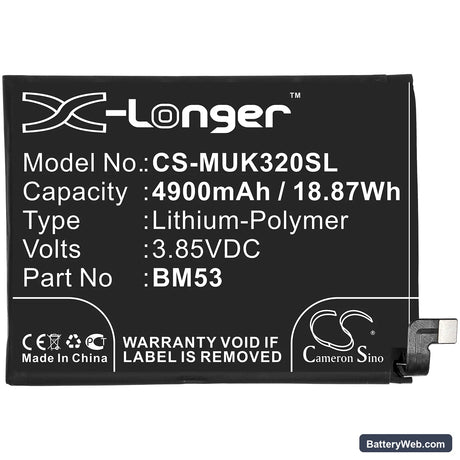 Xiaomi Mi 10T 5G Replacement Battery, 3.85V, 4900mAh, Li-Polymer 3