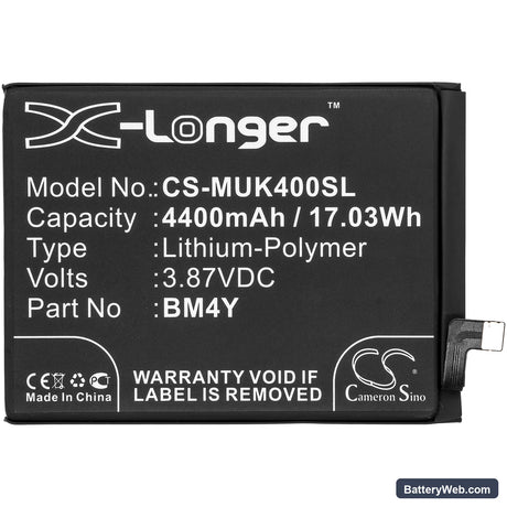 Redmi K40 5G Replacement Battery, 3.87V, 4400mAh, Li-Polymer 3