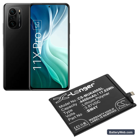 Redmi K40 5G Replacement Battery, 3.87V, 4400mAh, Li-Polymer 5