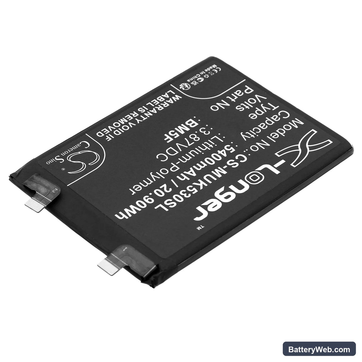 Redmi K50 Replacement Battery, 3.87V, 5400mAh, Li-Polymer 2