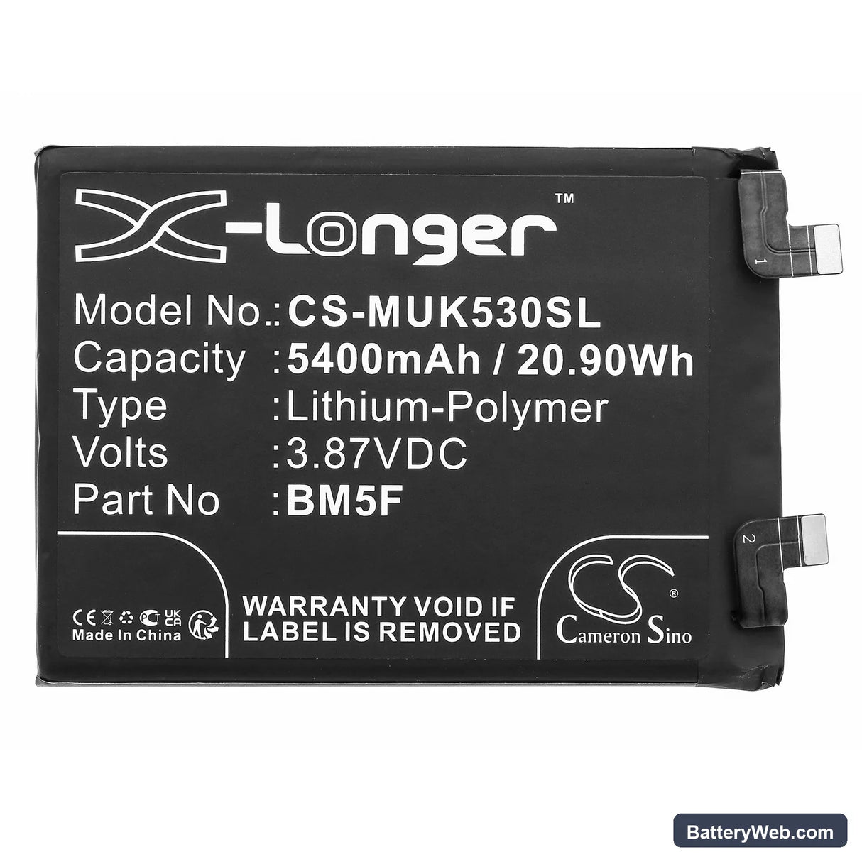 Redmi K50 Replacement Battery, 3.87V, 5400mAh, Li-Polymer 3