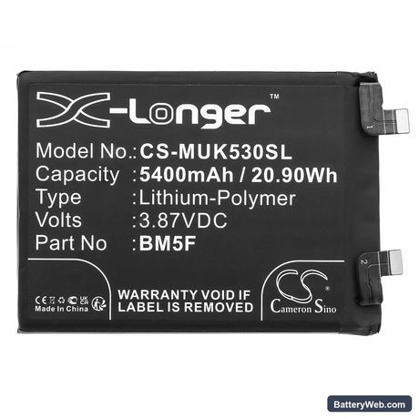 Redmi K50 Replacement Battery, 3.87V, 5400mAh, Li-Polymer 3