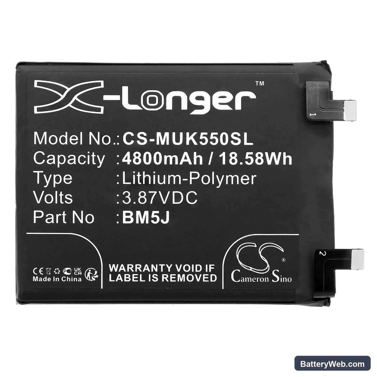 Redmi K50 Ultra Replacement Battery, 3.87V, 4800mAh, Li-Polymer 3