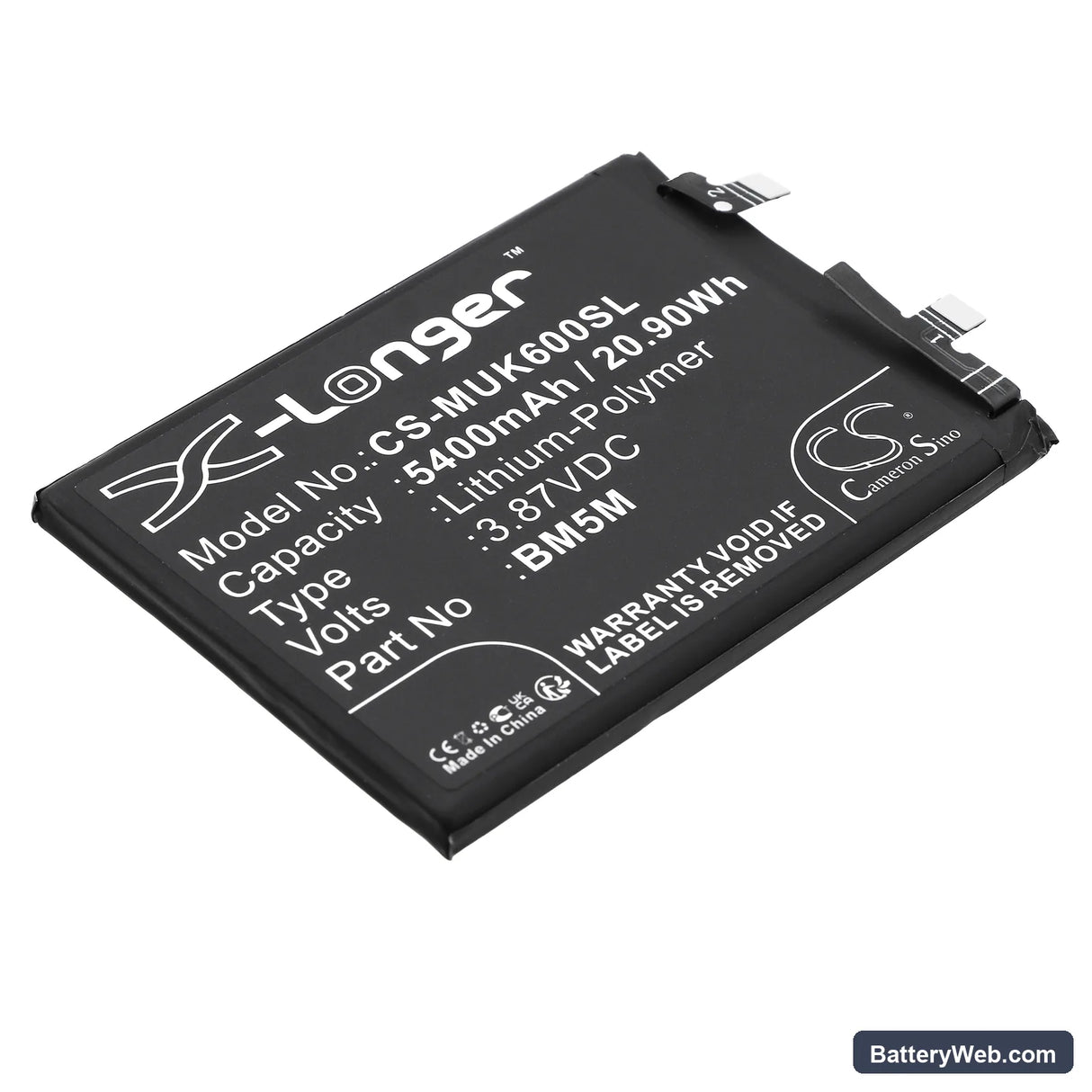 Redmi K60 Replacement Battery, 3.87V, 5400mAh, Li-Polymer 1
