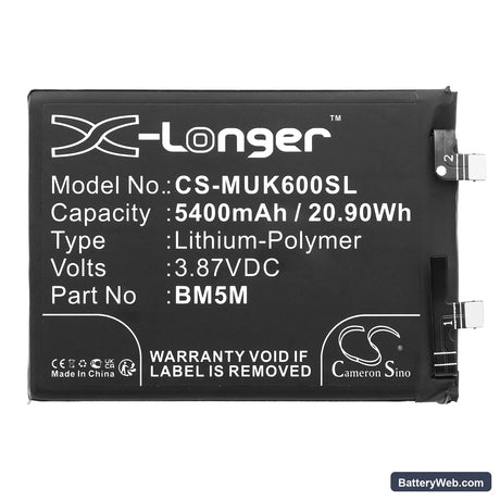 Redmi K60 Replacement Battery, 3.87V, 5400mAh, Li-Polymer 3