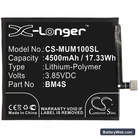 Xiaomi Redmi 10X Replacement Battery, 3.85V, 4500mAh, Li-Polymer 3