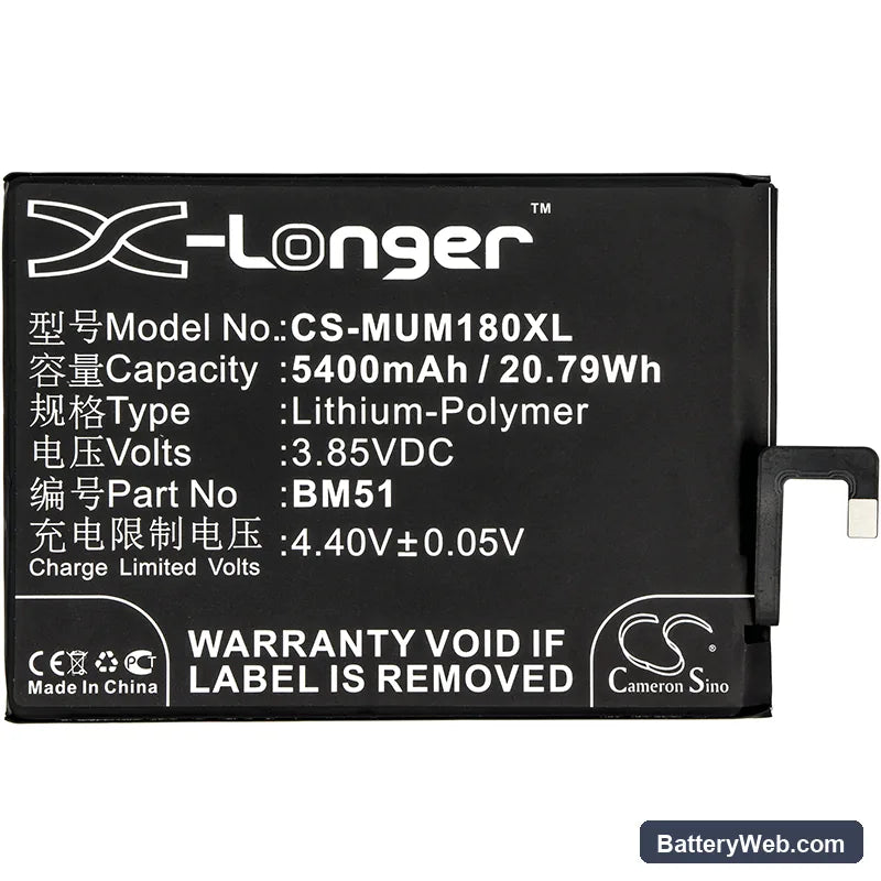 Xiaomi Mi Max 3 Replacement Battery, 3.85V, 5400mAh, Li-Polymer 3