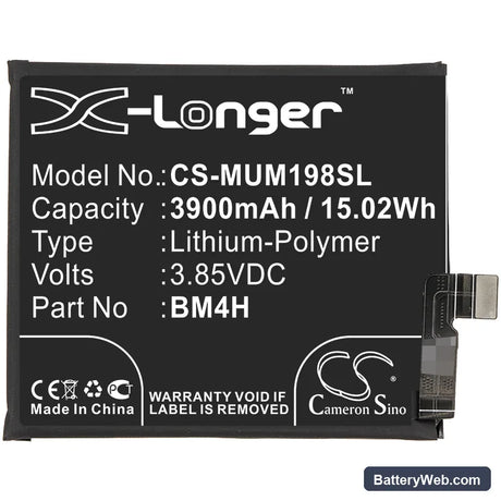 Xiaomi 9 Pro 5G Replacement Battery, 3.85V, 3900mAh, Li-Polymer 3