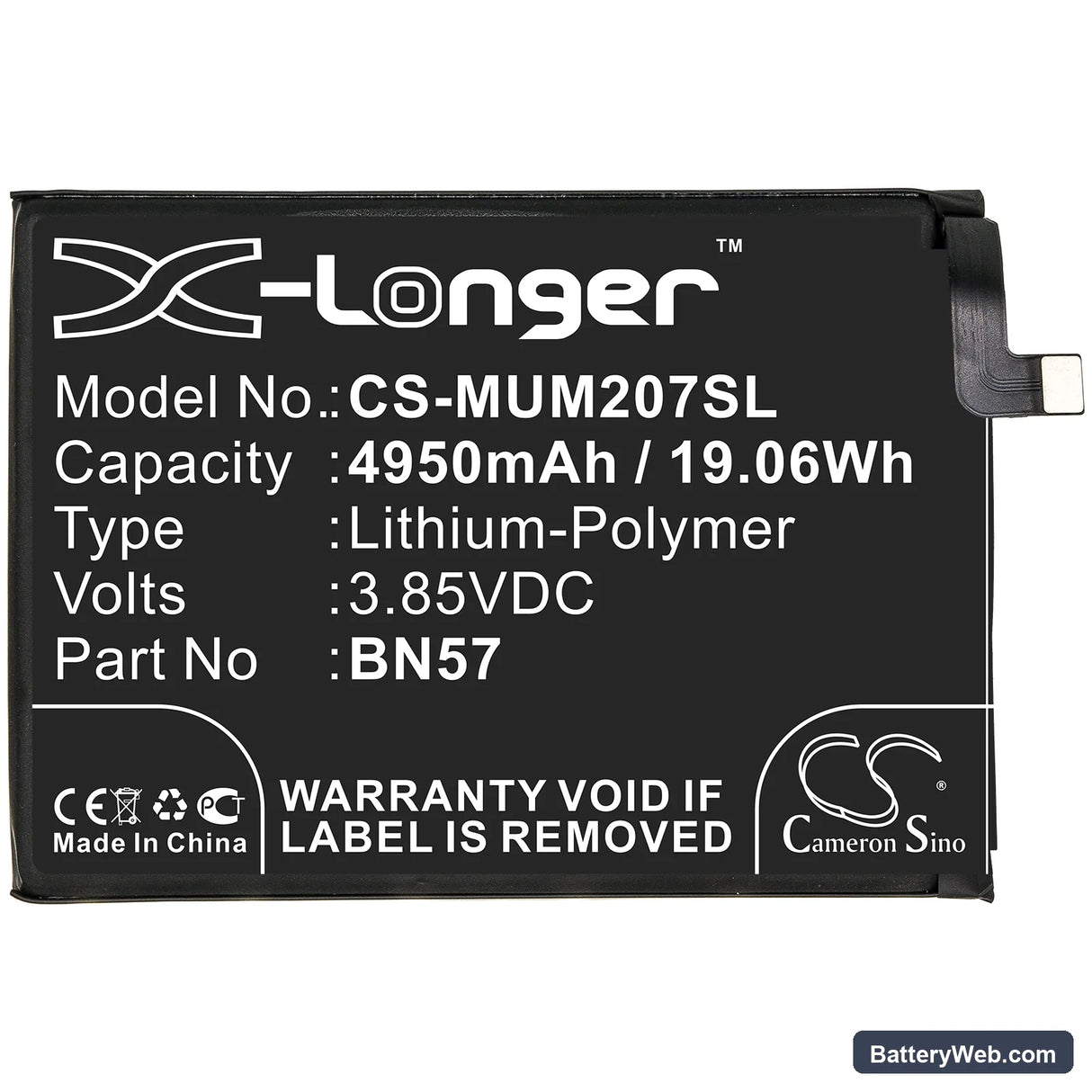 Xiaomi Poco X3 NFC Replacement Battery, 3.85V, 4950mAh, Li-Polymer 3
