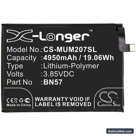 Xiaomi Poco X3 NFC Replacement Battery, 3.85V, 4950mAh, Li-Polymer 3