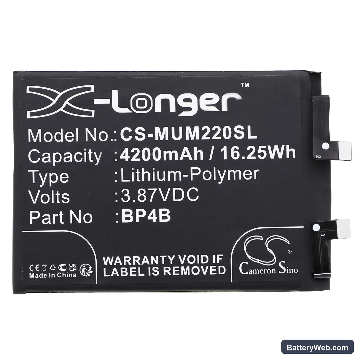 Xiaomi Mi 12 Lite 5G Replacement Battery, 3.87V, 4200mAh, Li-Polymer 3