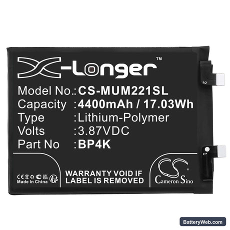 Xiaomi Note 12 Pro Replacement Battery, 3.87V, 4400mAh, Li-Polymer 3
