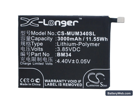 Xiaomi Mi Note Pro Replacement Battery, 3.85V, 3000mAh, Li-Polymer 5