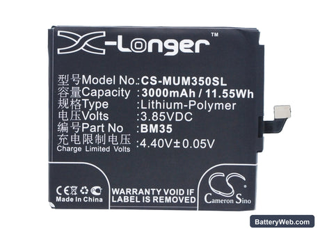 Xiaomi Mi 4c Replacement Battery, 3.85V, 3000mAh, Li-Polymer 5