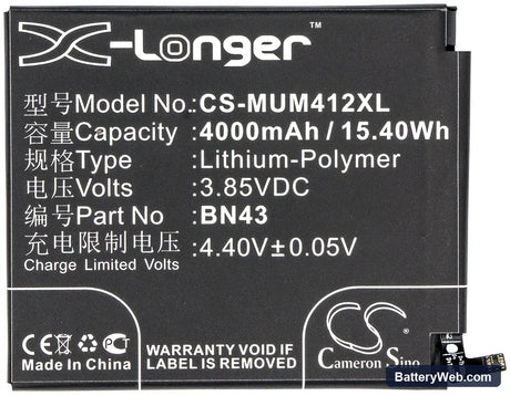 Xiaomi Note 4X ( China Version ) Replacement Battery, 3.85V, 4000mAh, Li-Polymer 5