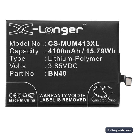 Hongmi 4 Premium Edition Replacement Battery, 3.85V, 4100mAh, Li-Polymer 3