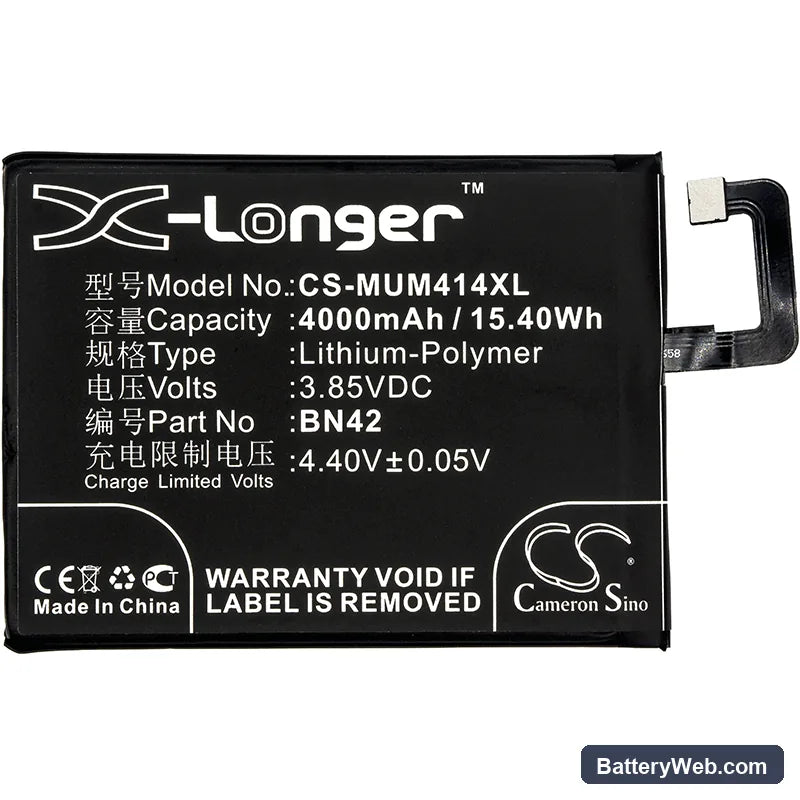 Xiaomi Hongmi 4 Replacement Battery, 3.85V, 4000mAh, Li-Polymer 3