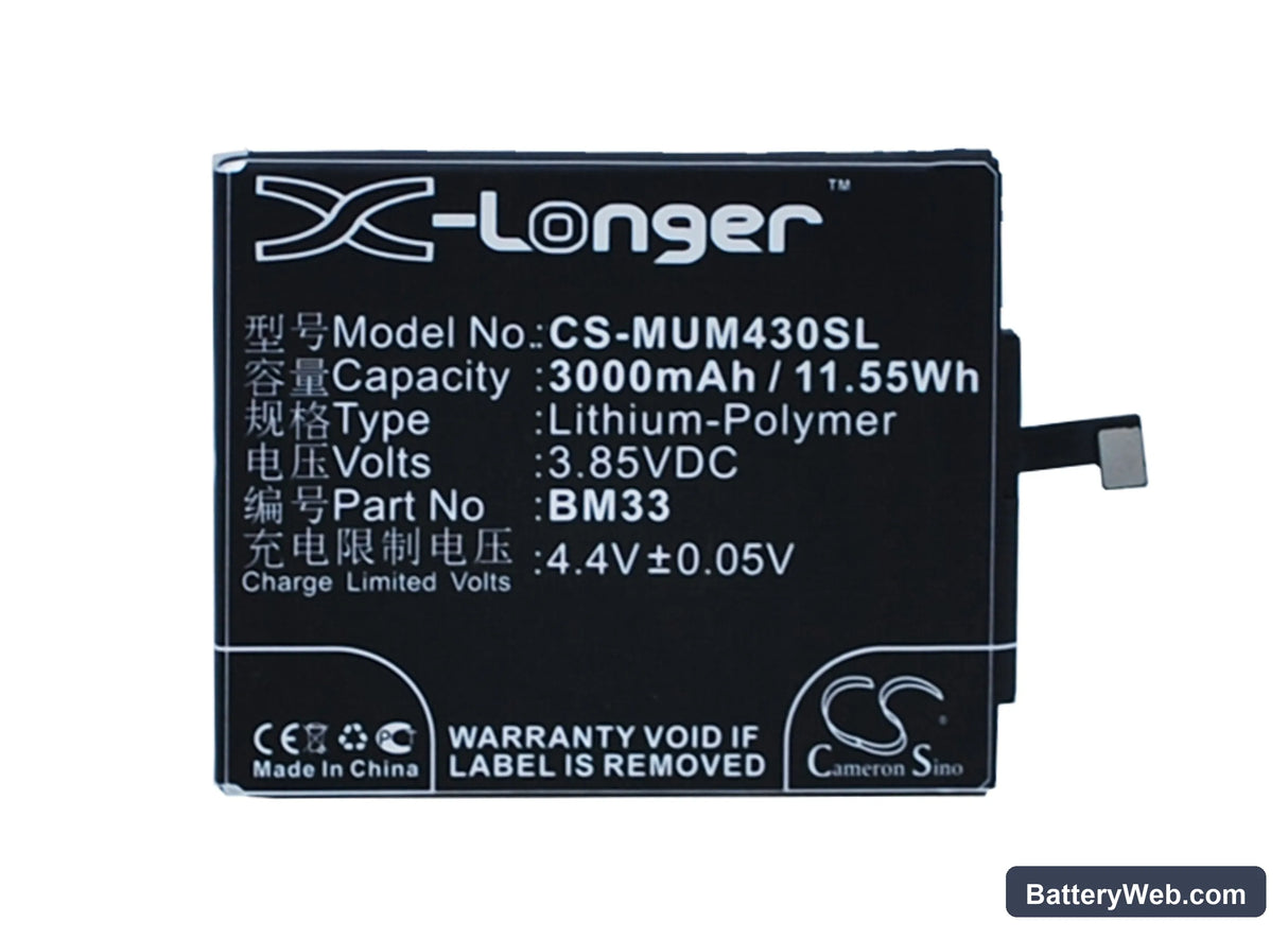 Xiaomi M4i Replacement Battery, 3.85V, 3000mAh, Li-Polymer 1