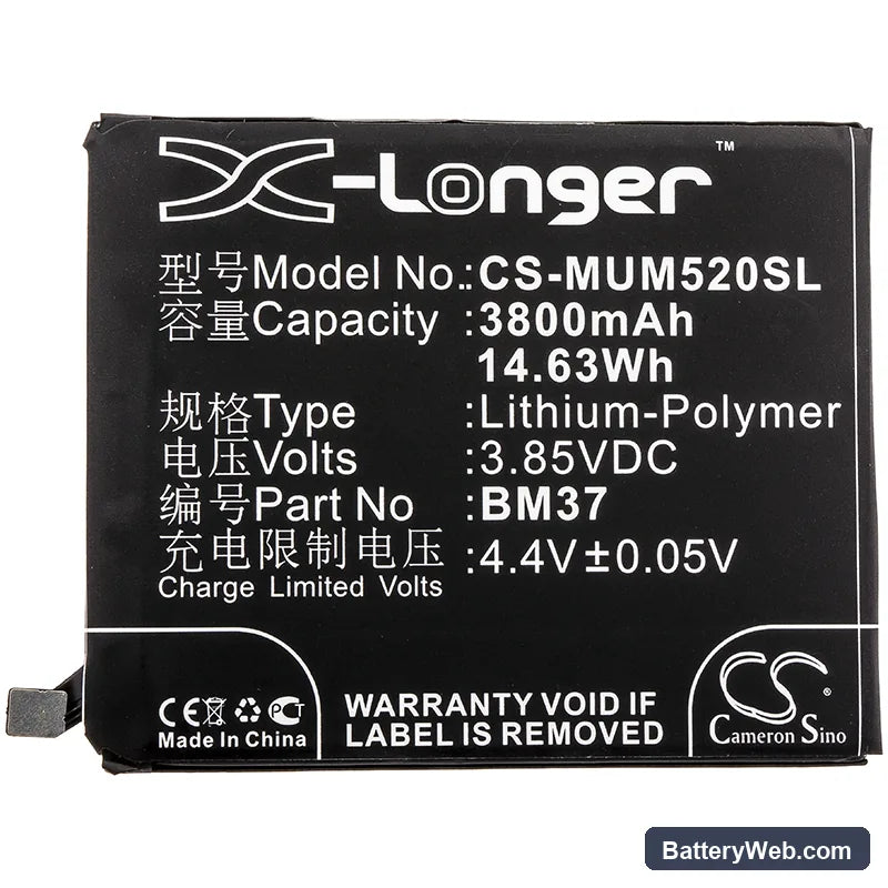 Xiaomi Mi 5s Plus Premium Edition ( International Version ) Replacement Battery, 3.85V, 3800mAh, Li-Polymer 3