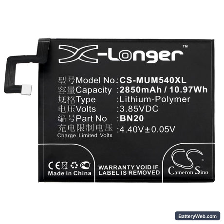 Xiaomi Mi 5c Replacement Battery, 3.85V, 2850mAh, Li-Polymer 3