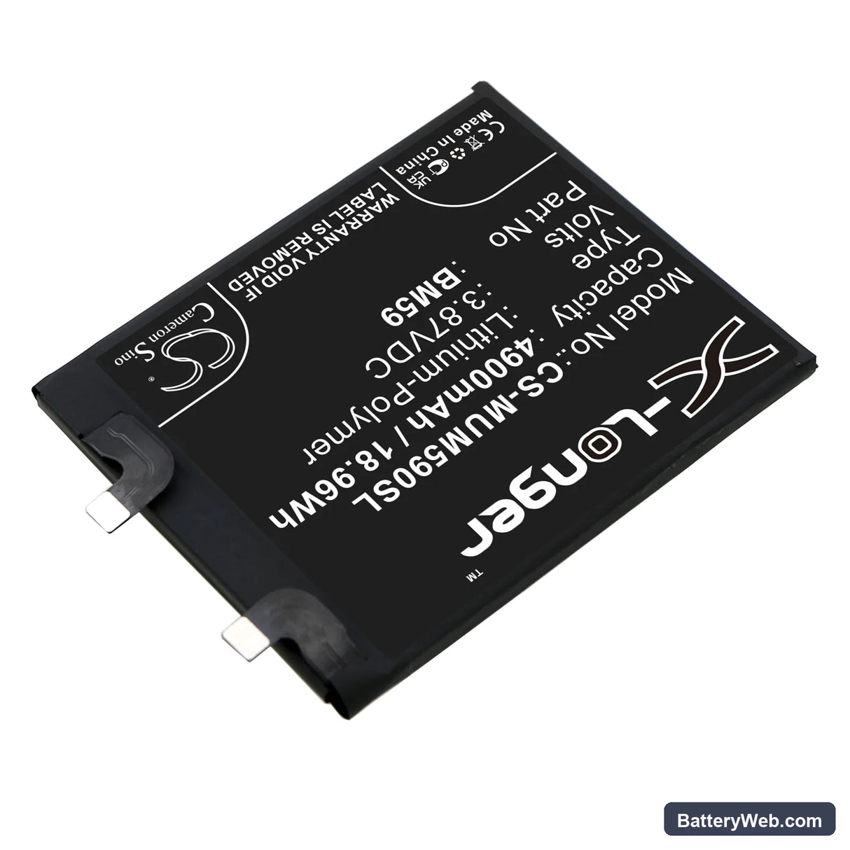Xiaomi 11T Replacement Battery, 3.87V, 4900mAh, Li-Polymer 2
