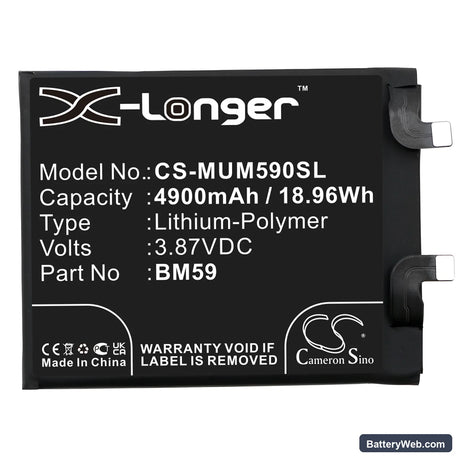Xiaomi 11T Replacement Battery, 3.87V, 4900mAh, Li-Polymer 3