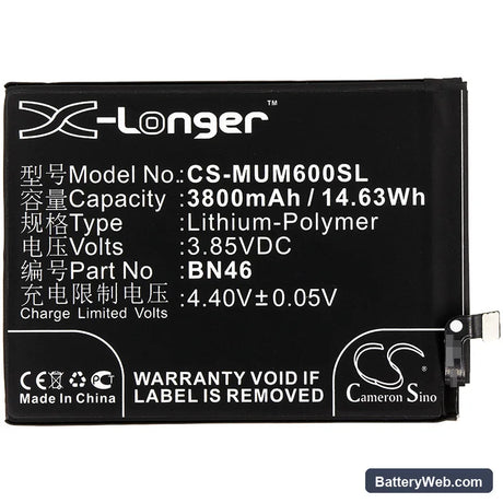Redmi Note 6 Replacement Battery, 3.85V, 3800mAh, Li-Polymer 3