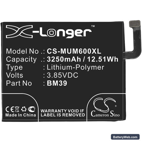 Xiaomi Mi 6 Replacement Battery, 3.85V, 3250mAh, Li-Polymer 3