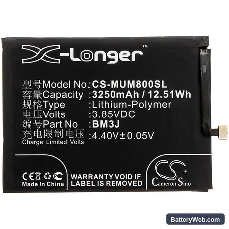 Xiaomi Mi 8 Youth Replacement Battery, 3.85V, 3250mAh, Li-Polymer 3