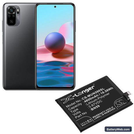 Xiaomi Redmi Note 10 Replacement Battery, 3.87V, 4800mAh, Li-Polymer 5