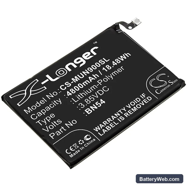 Xiaomi Note 9 Replacement Battery, 3.85V, 4800mAh, Li-Polymer 1