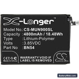 Xiaomi Note 9 Replacement Battery, 3.85V, 4800mAh, Li-Polymer 3