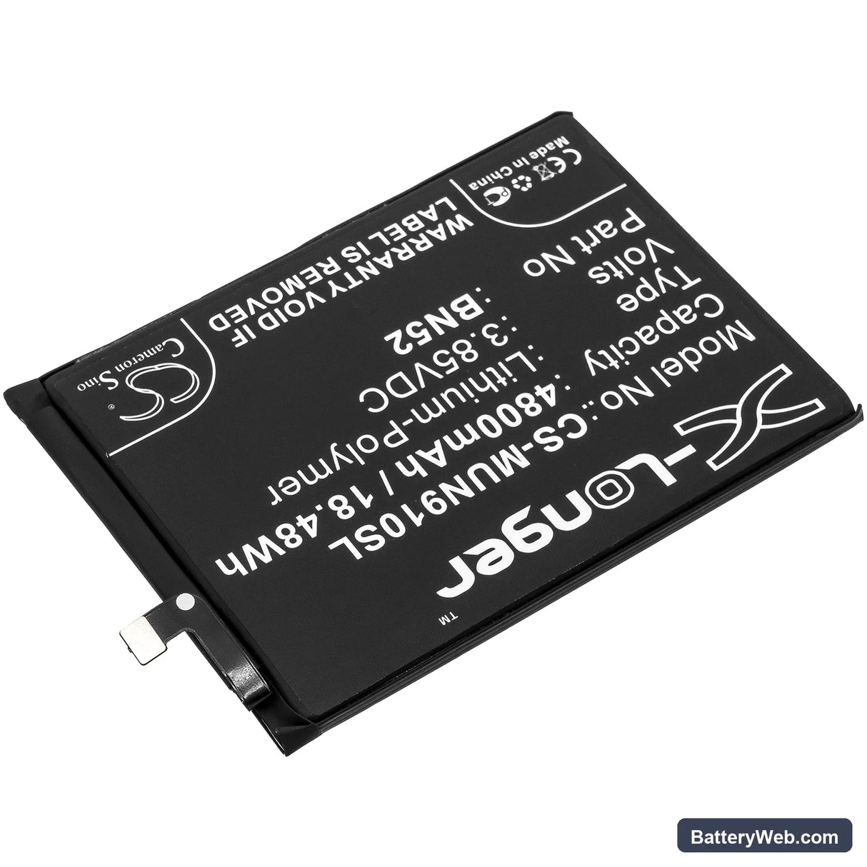 Redmi Note 9 Pro Replacement Battery, 3.85V, 4800mAh, Li-Polymer 2