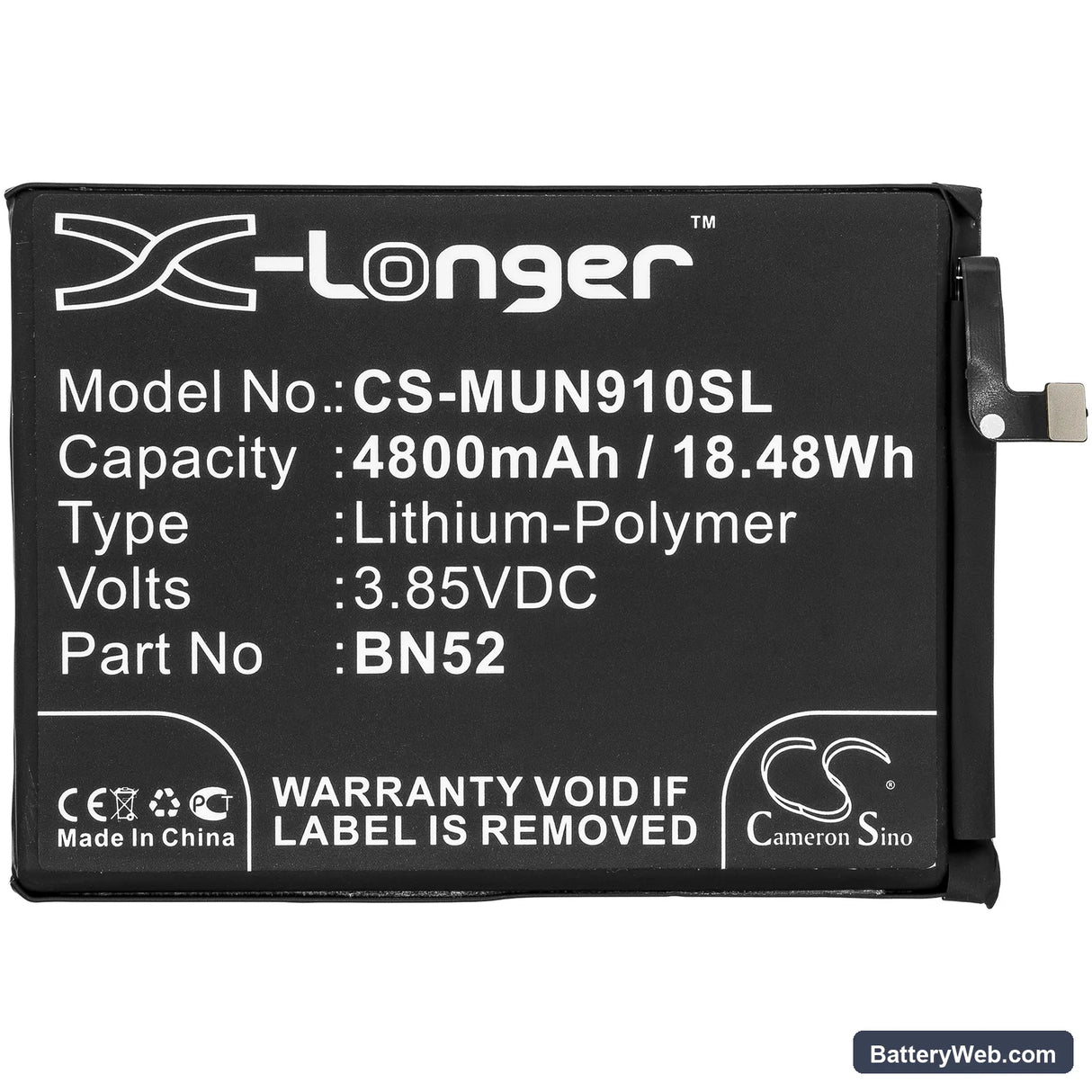 Redmi Note 9 Pro Replacement Battery, 3.85V, 4800mAh, Li-Polymer 3