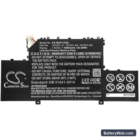 Xiaomi Air 12.5 Replacement Battery, 7.6V, 4800mAh, Li-Polymer 3