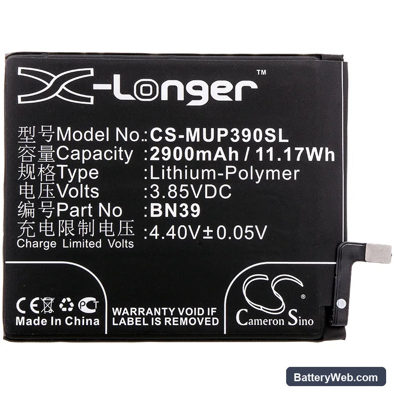 Xiaomi Mi Play Replacement Battery, 3.85V, 2900mAh, Li-Polymer 3