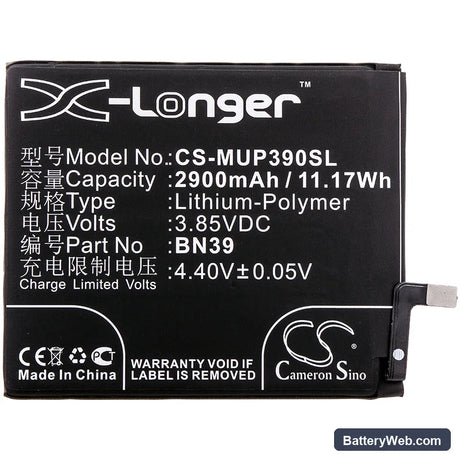 Xiaomi Mi Play Replacement Battery, 3.85V, 2900mAh, Li-Polymer 3