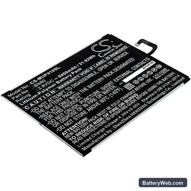 Xiaomi Mi Pad 4 Plus Replacement Battery, 3.8V, 8400mAh, Li-Polymer 1