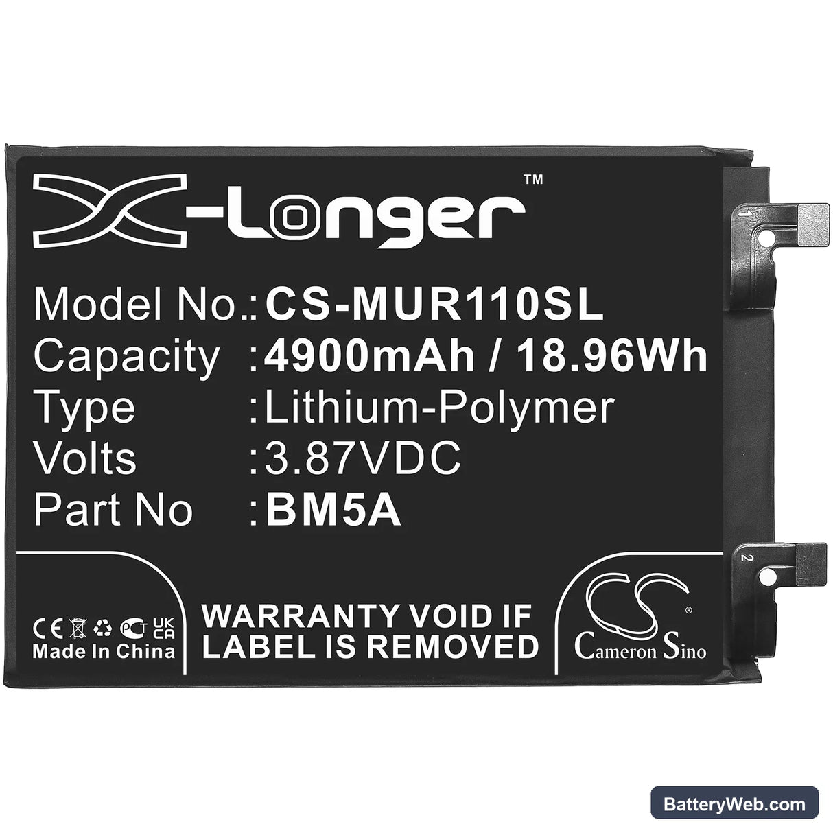Redmi Note 11 Pro Replacement Battery, 3.87V, 4900mAh, Li-Polymer 3