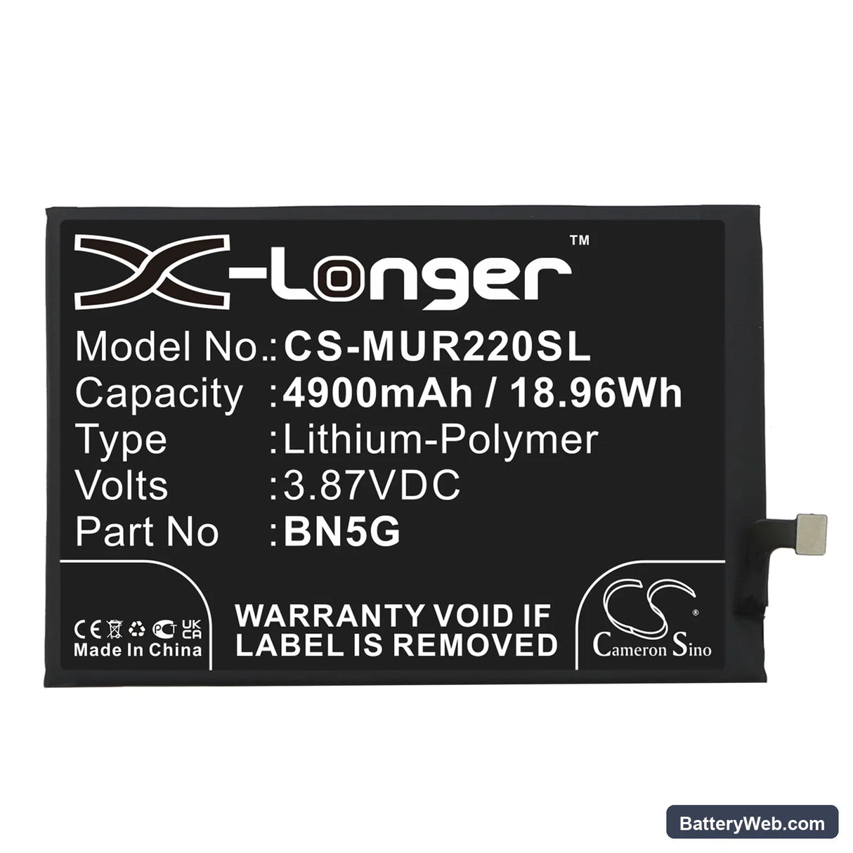 Redmi 10C Replacement Battery, 3.87V, 4900mAh, Li-Polymer 3