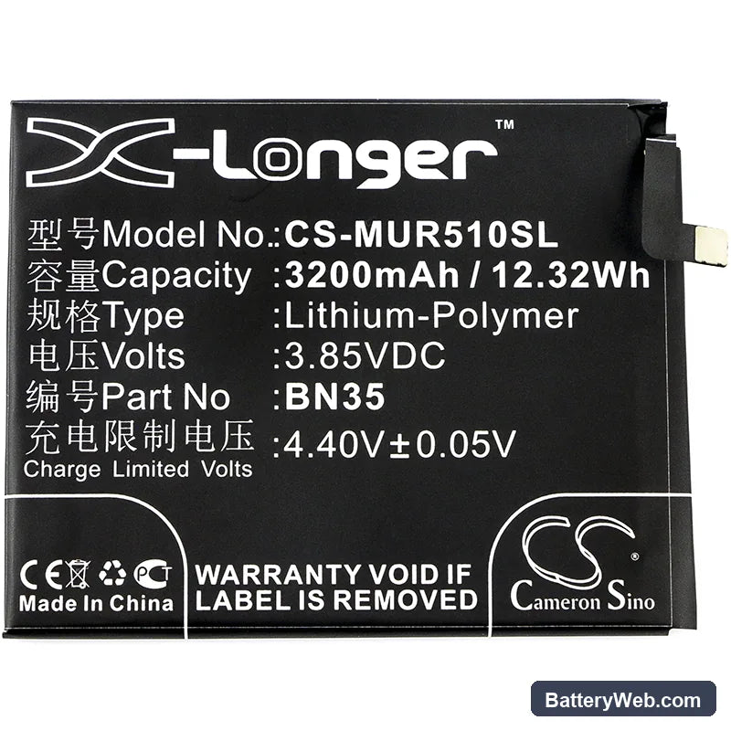 Redmi 5 Replacement Battery, 3.85V, 3200mAh, Li-Polymer 3