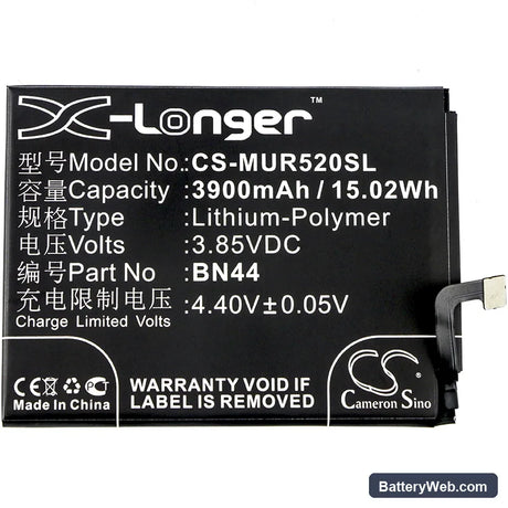 Redmi 5 Plus Replacement Battery, 3.85V, 3900mAh, Li-Polymer 3