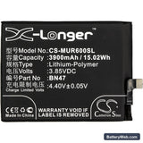 Xiaomi Redmi 6 Pro Replacement Battery, 3.85V, 3900mAh, Li-Polymer 3