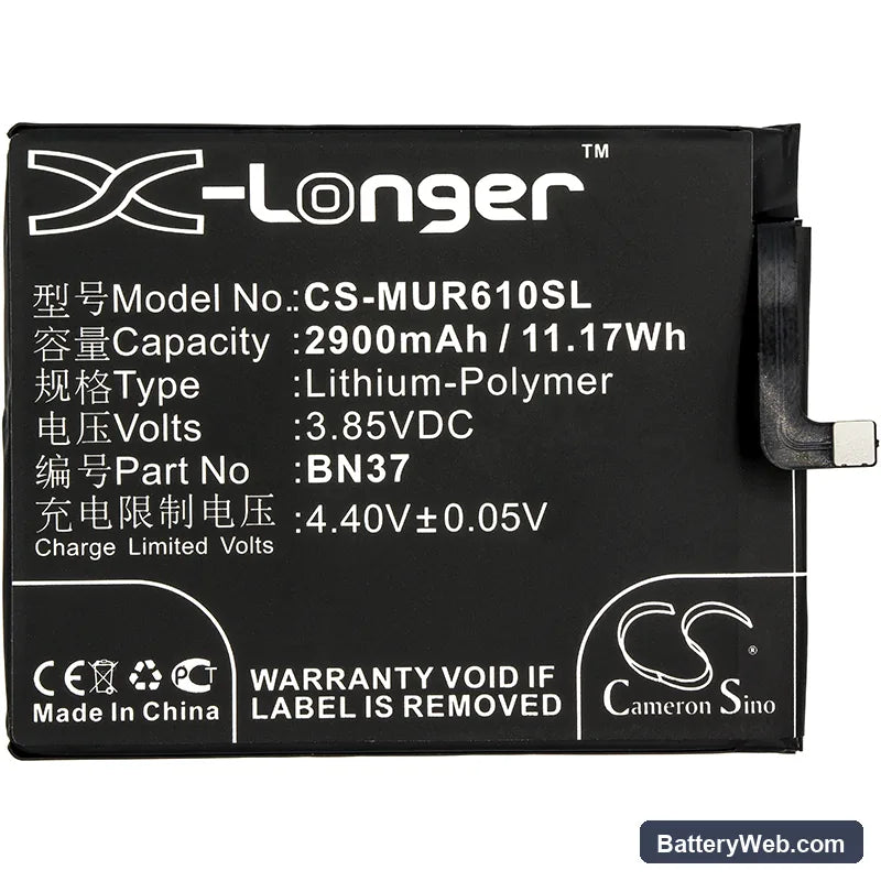 Redmi 6A Replacement Battery, 3.85V, 2900mAh, Li-Polymer 3