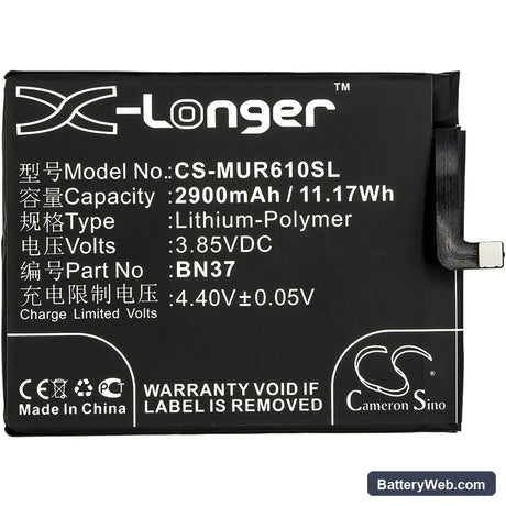 Redmi 6A Replacement Battery, 3.85V, 2900mAh, Li-Polymer 3
