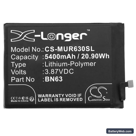 Redmi 10 Prime Replacement Battery, 3.87V, 5400mAh, Li-Polymer 3