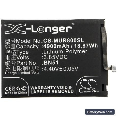 Redmi 8 Replacement Battery, 3.85V, 4900mAh, Li-Polymer 3